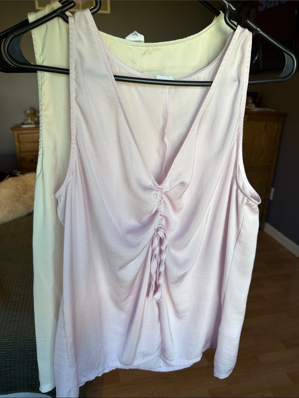 Melrose and Market Light Blush Ruched V-Neck Tank